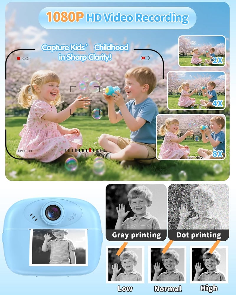 KIDWILL Kids Camera Instant Print, 1080P Digital Camera for Kids with 32GB SD Card, Toddler Boy Toys to Travel, Camping, Sports & Outdoor, Birthday Gift for Boy 3 4 5 6 7 8 9 10 Year Old - Image 3